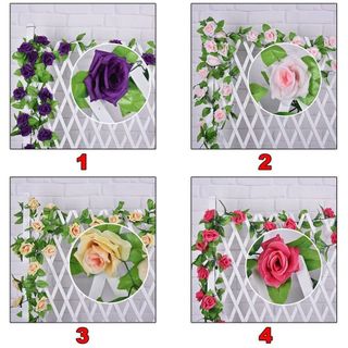 Hoa hồng leo giả trang trí đám cưới nhà cửa nhà hàng dài 2m4 -9 bông to