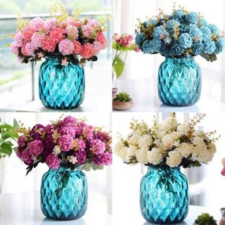 Cành Hoa tú cầu giả 10 bông trang trí để bàn cao 30cm