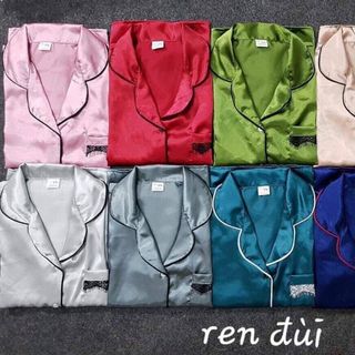 Pyjama cổ viền quần đùi ren