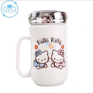 Ly Sứ Giữ Nhiệt Nắp Gương Hoạ Tiết Hoạt Hình Mèo Kity