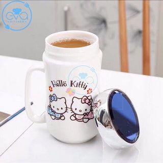 Ly Sứ Giữ Nhiệt Nắp Gương Hoạ Tiết Hoạt Hình Mèo Kity