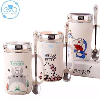 Ly Sứ Giữ Nhiệt Nắp Gương Hoạ Tiết Hoạt Hình Mèo Kity