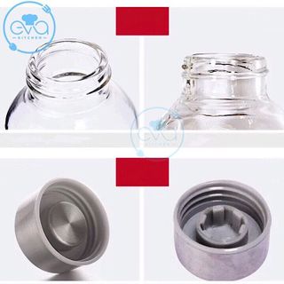 Bình Đựng Nước Thủy Tinh In Họa Tiết Hoạt Hình Mèo Mon Trong suốt Và Mờ Có Dây Xách 300 Ml