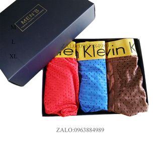 Quần lót nam boxer thông hơi lưng vàng CK