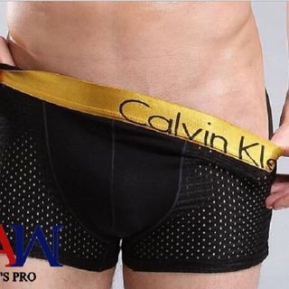 Quần lót nam boxer thông hơi lưng vàng CK