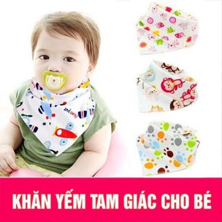 Khăn yếm tan giác cotton có cúc cài cho bé
