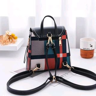 Túi xách nữ kiêm balo phối kẻ thời trang