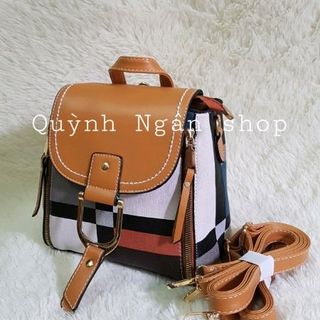 Túi xách nữ kiêm balo phối kẻ thời trang