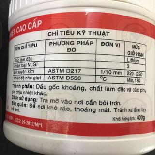 Mỡ bò chịu nhiệt kháng nước cao cấp đóng hộp Sopex trắng 400 gram-
