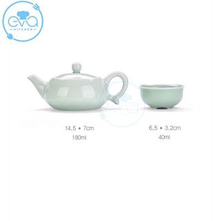 Bộ Ấm Chén Trà Men Ngọc Cá 3D