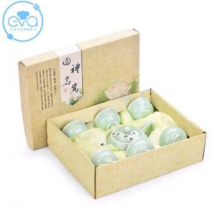 Bộ Ấm Chén Trà Men Ngọc Cá 3D