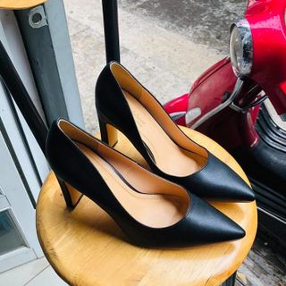 GIÀY BÍT GÓT VUÔNG ĐEN DA MỜ 9P