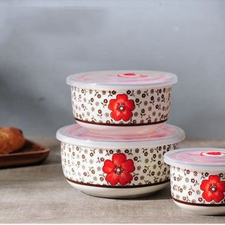 3 bát sứ có nắp hút chân không Nhật cao cấp