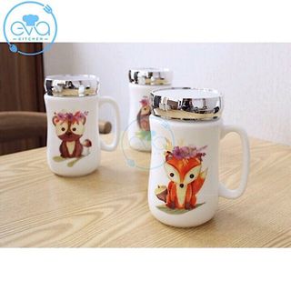 Ly Sứ Giữ Nhiệt Nắp Gương Hoạ Tiết Hoạt Hình Woodland Friends