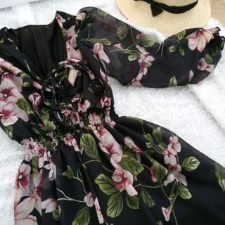 Đầm maxi tay dài voan hoa cao cấp