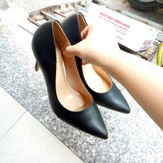 GIÀY CAO GÓT ĐEN LÌ 9P