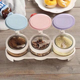 Bộ 3 lọ thủy tinh đựng gia vị lúa mạch