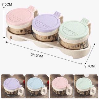 Bộ 3 lọ thủy tinh đựng gia vị lúa mạch