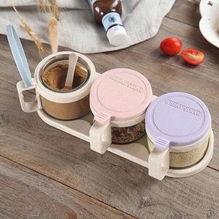 Bộ 3 lọ thủy tinh đựng gia vị lúa mạch