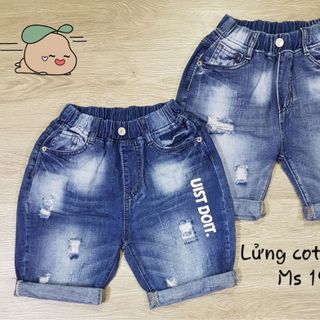 jean lửng SIZE CỒ bé trai in chữ dòng hàng cap cấp cho bé vải jean coton giặt mềm from to có 2 màu đậm nhạt SIZE CỒ 28-35 RI 8 HÀNG CÓ SẴN SỐ LG ÍT Msmtr giá sỉ