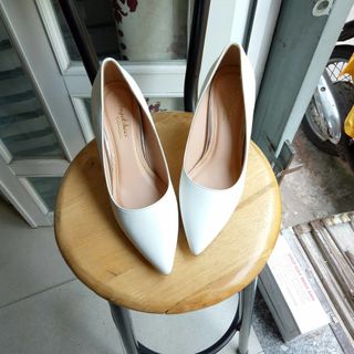 GIÀY CAO GÓT TRẮNG MỜ 7P