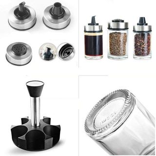 Bộ 6 lọ thủy tinh đựng gia vị kèm giá xoay 360 độ Spice Ack Set 0T-108