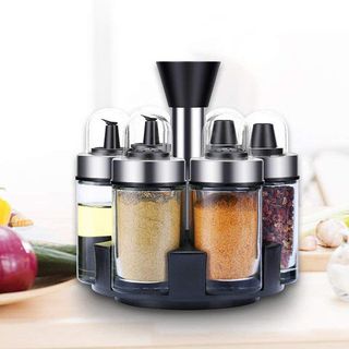 Bộ 6 lọ thủy tinh đựng gia vị kèm giá xoay 360 độ Spice Ack Set 0T-108