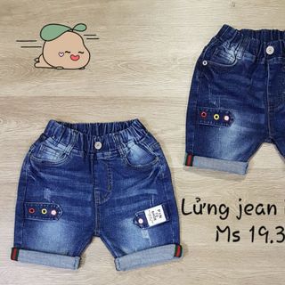 jean lửng bé trai cao cấp quần may lật lai may phối bụi bặm cho bé vải jean thun co giãn mạnh cho bé SIZE TRUNG 3-10 RI 8 hàng có sẵn bao đẹp Msmtr giá sỉ