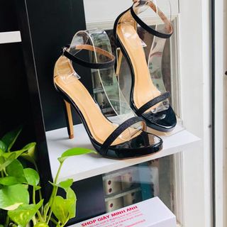 SANDAL DÂY MẢNH KIM TUYẾN ĐEN 11P
