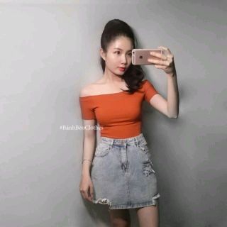 áo bẹt vai thun gân