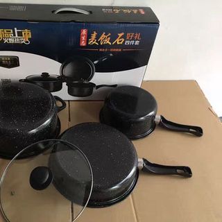 Bộ nồi bếp từ phủ vân đá 3 nồi 1 vung