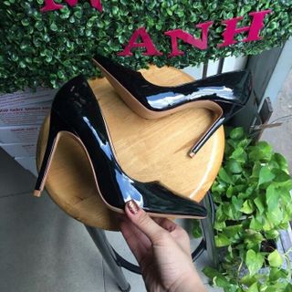 GIÀY CAO GÓT ĐEN BÓNG 11P