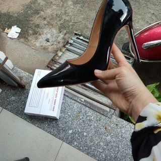 GIÀY CAO GÓT ĐEN BÓNG 11P