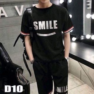 Đồ bộ thể thao nam nữ in chữ SMILE