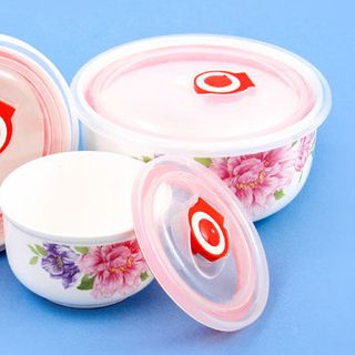 Bộ 3 bát sứ có nắp hút chân không
