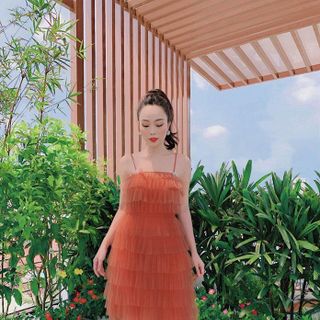 ĐẦM HAI DÂY VOAN XẾP TẦNG