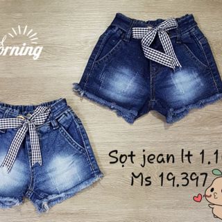 short jean bé gái dòng hàng cao cấp may tua lai rách cho bé đính dây thắt nơ dễ thương vải jean co giãn mạnh có 2 màu đậm nhạt SIZE 1-10 HÀNG CÓ SẴN BAO ĐẸP Mamt giá sỉ