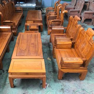Bộ Bàn Ghế phòng khách Âu Á hộp gỗ gõ đỏ 6 món