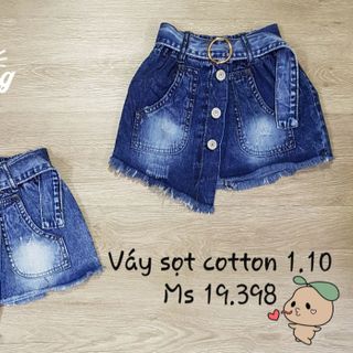 váy jean bé gái đóng nút kèm nịt cho bé wash tua lai rách có 2 màu đậm nhạt vải jean coton giặt mềm size 1-10 hàng có sẵn Msmt giá sỉ