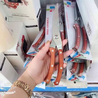 Kéo cắt gà cán gỗ lưỡi thép không gỉ