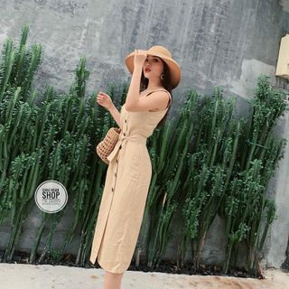 ĐẦM MIDI NÚT GỖ