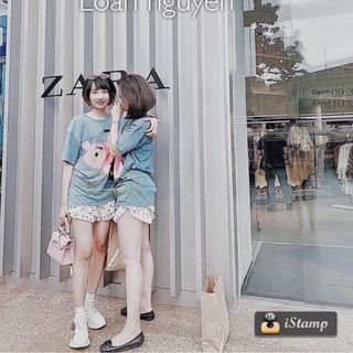 Áo phông xanh pink