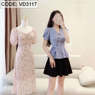 Set bộ áo viền ren quần váy