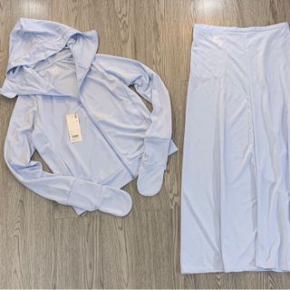 Set áo chống nắng chân váy chống nắng kèm hình thật