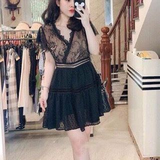 Váy ren bi thiết kế đắp chéo ngực