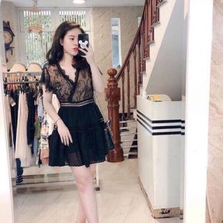 Váy ren bi thiết kế đắp chéo ngực