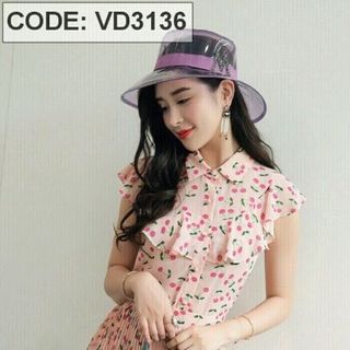 Đầm voan trên bèo chân váy dập ly