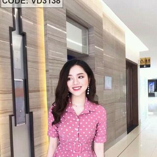 Đầm bi hồng kèm nịt