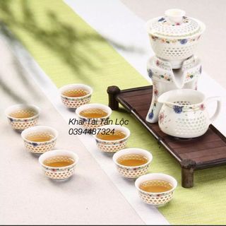 Bộ ấm trà gốm sứ thấu quang cao cấp tphcm