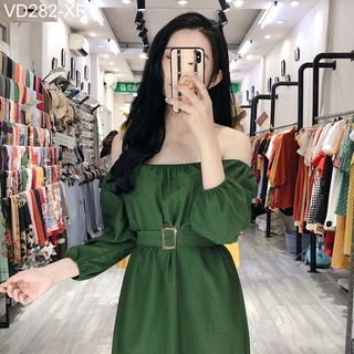ĐẦM DỰ TIỆC BẸT VAI KÈM BELT